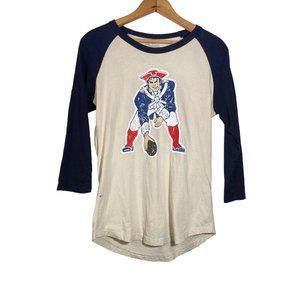 New England Patriots Womens Beige Raglan Tom Brady Magestic Threads Shirt SMALL